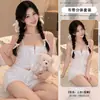 Floral Mar Sexy Lingerie Estilo Puro Desejo Lindo Renda Branca Pura Acabamento Uniforme Roupa de Casa Sem Alças Conjunto de Duas Peças A494