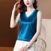 Camisola de seda satinada para mujer, ropa interior de verano, ropa exterior, diseño sin mangas, camisa básica, top que combina con todo.