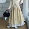 Calça-saia solta com acabamento em renda para meninas, novo estilo outono 2026, calça casual de perna larga com efeito emagrecedor e caimento para figuras baixinhas