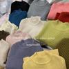 [en stock suéter infantil ropa de invierno para niños y niñas Joker cuello medio alto suave ceroso tejido base camisa de punto estilo occidental rayas acanaladas