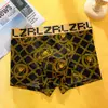 Verão Masculino Preto Dourado Estilo Luxo High-End Fresco, Confortável e Respirável Cinto Largo Cueca Boxer Masculina Cueca Boxer