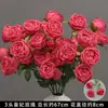 Rosas de Creme Simuladas de 3 Cabeças, Decoração de Fundo para Casamento, Arranjo de Flores para Guia de Estrada, Flores de Seda Estilo Europeu para Casamento, Flores Artificiais