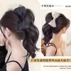 Peruca de Rabo de Cavalo Alto com Laço de Bolinhas e Presilha, Cabelo Longo Cacheado Ondulado Grande, Acessório de Cabelo Realista de Trança Longa, Rabo de Cavalo Trançado Falso