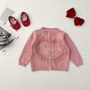 Suéter Nuevo para Niñas Otoño e Invierno Cárdigan Rojo Tesoro Nuevo de Otoño e Invierno para Mujer Suéter de Punto con Lentejuelas Estilo Coreano Estilo Extranjero