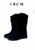 Botas curtas Melard, botins plissados retrô para mulheres, coleção outono/inverno 2026, com salto oculto para altura extra, botas de cowboy western, botas de montaria com sola grossa