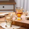 Taza de Agua Estilo Europeo Retro, Taza de Té, Vaso de Vidrio Doméstico con Asa, Copa de Vino, Taza de Café de Aspecto Elegante, Vaso de Vidrio de Recuerdo