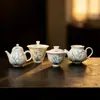 Conjunto de chá em argila de jade pintado à mão Mojing com orquídeas, gaiwan para uso doméstico, bule, xícara de chá e xícara de degustação