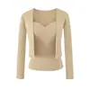 Conjunto de dos piezas de cárdigan y chaleco de punto holgado estilo coreano para mujer, otoño/invierno, elegante, ajustado, versátil, top de tacto relajado