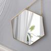 Decoración del hogar minimalista nórdico forma geométrica latón dorado espejo hexagonal espejo de baño espejo de pasillo espejo cosmético