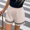 Shorts Esportivos de Borda Cruzada Europeus e Americanos Amazon 2026 Novo Verão Cintura Alta Perna Larga Casual Patchwork Shorts Roupa Feminina
