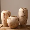 Vaso de cerâmica vintage rachado, cerâmica artesanal, estilo rústico, com duas alças, vaso decorativo para rooms decoradas