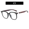 Armazón para anteojos de madera lisa con pata color beige, estilo nuevo 2023, para miopía, lentes lisos, a la moda, con protección contra la luz azul