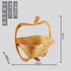 Cesta de Frutas de Bambú Plegable Aislada Multifuncional Creativa Plato de Frutas Almacenamiento Japonés Madera de Bambú Decoración para Mesa de Comedor en el Hogar