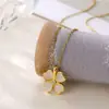 Colar de Trevo de Quatro Folhas da Sorte Feminino Luxo Leve Estilo Chanel Corrente de Clavícula Corrente de Colar de Moda de Alta Qualidade para Namorada Joias