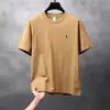 Alta Qualidade Verão Algodão Puro 100% Manga Curta Camiseta Masculina Simples Cor Sólida Base Jovem Casual Meia-manga Camiseta para Homens