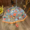 En stock Celebridades de Internet Niñas Jardín de Infancia Niños de Escuela Primaria Paraguas Infantil Lindo Engrosado Apertura Manual Mango Largo Paraguas Transparente para Bebé