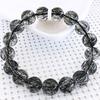 Pulsera de Cristal de Cabello Negro Brasileño Natural Prioritario Cabello Claro Cristal Negro Cabello Cristal de Titanio Pulsera para Hombres y Mujeres