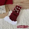 Polainas Rojas para Mujer Otoño Invierno Nuevas Calcetines Apilados con Volantes Versátiles de Media Pantorrilla Polainas de Punto Grueso para Niños Venta al por Mayor