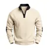 Sudadera con capucha para hombre de otoño e invierno, color liso, con felpa interior, cuello alto, casual, media cremallera, manga larga, holgada
