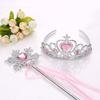 Pronta Entrega Acessórios de Cabelo Tiara de Princesa Coroa Frozen Varinha Mágica Floco de Neve Coroa Infantil Set Cetro Diamante Bolinhas