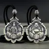 Pingente de Guanyin em Prata Esterlina 999 Vintage Colar de Pé Prata Sólida Masculino Pingente de Buda Feminino Benmingnian Buda Maitreya
