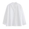 Camisa de Algodón de Tiro Real para Mujer Primavera y Otoño Nueva Holgada de Manga Larga Fresca Simple Diseño Nicho Top Reductor de Edad