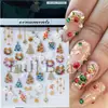 Adesivos de Unhas Artísticas Novos Transfronteiriços Estereoscópicos em Relevo Desenho Animado Floco de Neve de Natal Árvore de Natal Cordão de Luzes Boneco de Neve Adesivos de Unha de Natal