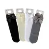 Meias Fina de Cetim com Laço de Renda para Primavera e Verão, Meias Femininas com Recortes, Respiráveis, Estilo Ballet Doce e Simples