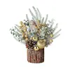 Árbol de Navidad de Escritorio Amazon 2025 Decoraciones Navideñas DIY Adornos de Árbol en Barril de Corteza de Pino Simulada En Stock