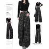 Jeans de camuflaje retro americano de pierna ancha para mujer, nuevo estilo primavera-verano 2026, de cintura alta, corte holgado, adelgazantes, de pierna recta, pantalones de trabajo
