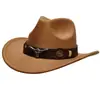 Sombrero de Vaquero Occidental Estilo Étnico, Artículo Popular de Comercio Exterior Transfronterizo, Decoración de Cabeza de Vaca, Ala Levantada, Ala Ancha, Sombrero de Fieltro Retro para Hombres y Mujeres