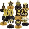 Decoração de Festa de Aniversário de Luxo Preto e Dourado para Adultos, Enfeites e Suprimentos de Favo de Mel, Presentes de Mesa para Festa de Aniversário