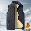 Comércio Exterior Estilo Outono/Inverno Gola Alta Sem Mangas Jaqueta Roupa de Pai Lã de Cordeiro Com Veludo Adicionado Espessado Quente Colete para Homens