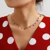 Collar Bohemio Europeo y Americano Sencillo Colorido de Bolas Pequeñas con Borla Gota de Aceite Colorida Cadena para Clavícula Clásica de Moda Versátil