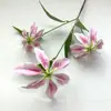 Película Suave de Pegamento Impresa en 3D Lirio Galan Lirio de Fuego de 3 Cabezas Decoración de Salón de Bodas Flor Artificial Decoración Suave para el Hogar Arreglo Floral