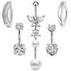 Set de 6 Piezas de Anillos para Ombligo con Clavo para Ombligo de Circonia, Acero Inoxidable Unisex Joyería para Piercing Corporal Anillo para Ombligo