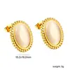 Pendientes Retro Europeos y Americanos de Piedra Ojo de Gato Transfronterizos para Mujer, Diseño de Nicho, Elegantes Pendientes de Botón Ovalados, Fabricante de Joyería para Orejas de Acero Inoxidable
