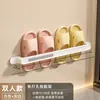 Estante de almacenamiento con drenaje para baño, zapatero tipo trineo para baño, estante de almacenamiento para el hogar sin perforaciones, toallero de pared a prueba de polvo y drenaje