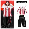 Ropa de Street Dance para Niños Ropa Hip Hop de Moda para Niños Rayas Rojas y Blancas 03 Conjunto de Ropa de Baile Traje de Presentación para Niñas Niños