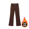 Calça Jeans Flare Melard Cor de Café para Mulheres, Forrada com Lã para o Inverno, Engrossada, Tamanho Grande, Valoriza o Corpo em Formato de Pera, Calça Boca de Sino