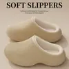 Pantuflas de algodón EVA impermeables, estilo nuevo para hombre, invierno, antideslizantes, de suela gruesa, aptas para usar en interiores y exteriores, con diseño de punta cerrada, y diseñadas para mantener los pies calientes, también disponibles como juego de pareja