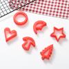 Molde de biscoito plástico de uma peça Molde de bolo de Natal de 6 pedaços Estrelas da árvore de Natal lua cogumelo ferramentas de cogumelo