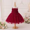 Vestido de Princesa Infantil com Suspensório de Contas Transfronteiriço da Amazon Vestido de Dama de Honra Vestido de Gaze Fofa para Menininha Fantasia de Apresentação de Anfitriã