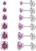 3-10mm Piercing Sexy Demasiado Alto Azul Esmeralda Negro Rojo Acero Inoxidable Redondo Circonita Aretes de Tachuela Venta al por Mayor