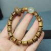 Pulsera Pequeña de Sándalo Verde Argentino y Bambú con Anillo Giratorio Wen Play Artesanía de Madera Joyería para Hombres y Mujeres Pulsera Cuentas de Buda
