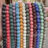 Contas Soltas de Pedra Vulcânica Aromaterápica Coloridas, Contas Redondas de Pedra Vulcânica Sete Cores, Acessórios para Joias Artesanais DIY Semi-Acabados