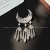 Horquilla para el cabello con borlas, accesorio para el cabello, pinza de pico de pato, accesorio de campana imitación plata de minoría étnica, pinza lateral terminada