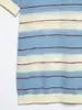 Venta al por mayor de Ropa para Mujer Transfronteriza Verano 2026 Nuevo Estilo Europeo y Americano Bloque de Color Rayas Simple Solapa Manga Corta Top de Punto