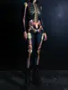 Novo Esqueleto 20,23 milhões Festival Sagrado Impressão Digital 3D cosplay Play Macacão Justo de Manga Longa Feminino