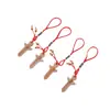 Colgante Hacha Espada de Madera de Durazno Zona Escénica Talla en Madera Color Original Cuerda Roja Colgante Espada Pequeña tamaño pequeño Artesanía de Madera Espada de Madera de Durazno